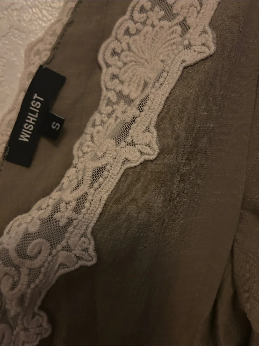 Wishlist Olive Green Maxi Dress with Cream Lace Trim - Picture 5 of 6